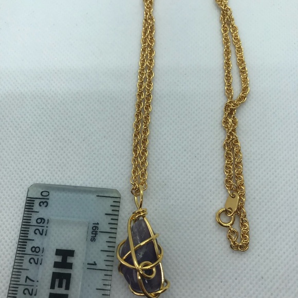 Avon 30” amethyst raw stone goldtone necklace - Picture 2 of 6
